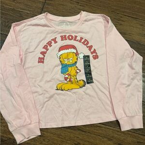 Pink Garfield Happy Holidays Long Sleeve Shirt